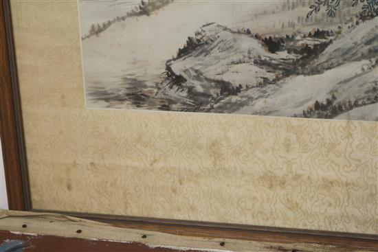 A Chinese watercolour on paper scroll painting 106 x 40cm